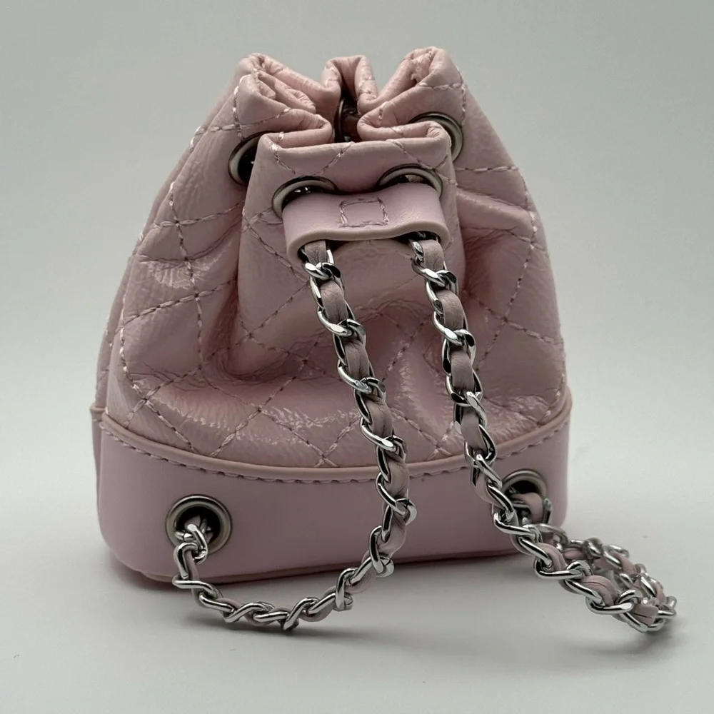 Labubu Pink Mini Bag with Charm and quilted backpack - Picture 3 of 5